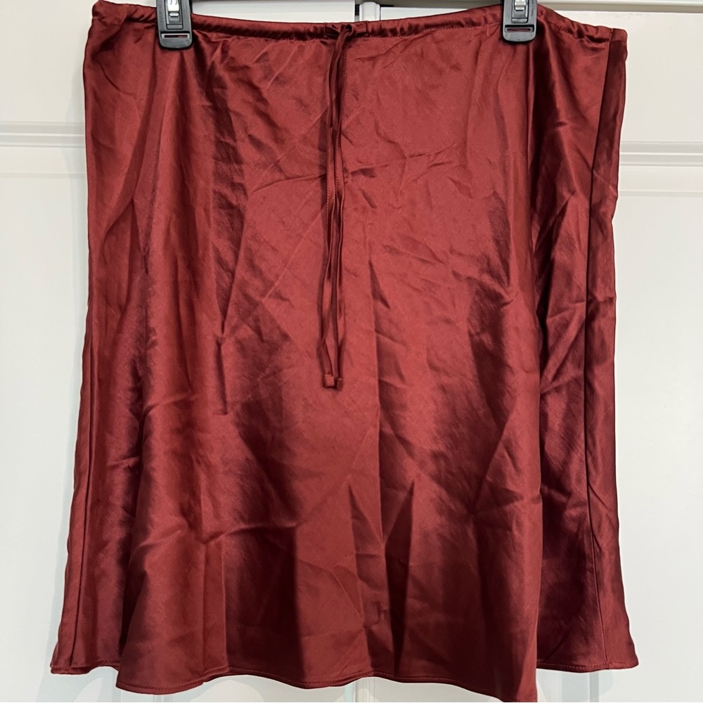 NWT Madewell Rust Satin Mini Skirt Size 14 Pull-On Bias Cut